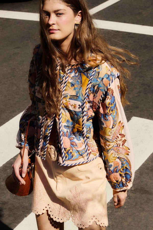 Sea Garden Scarf Soft Pink Long Sleeve Jacket