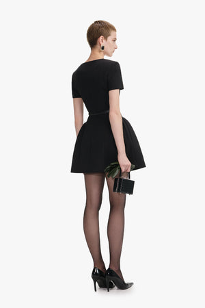 Crepe short sleeve mini dress