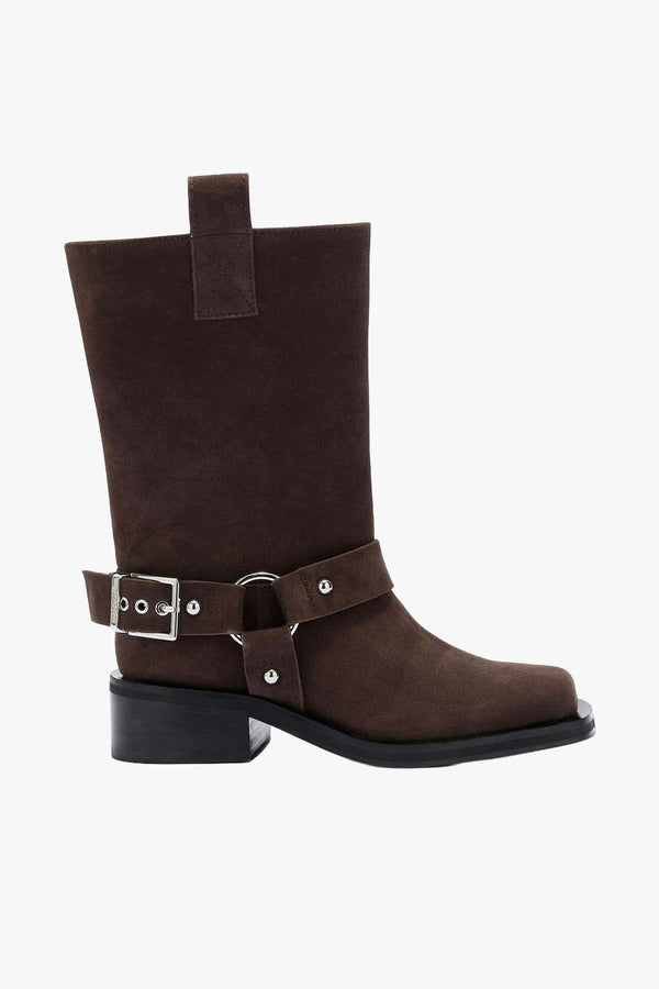 Mid Shaft Biker Boot Recycled Suede Pelinova