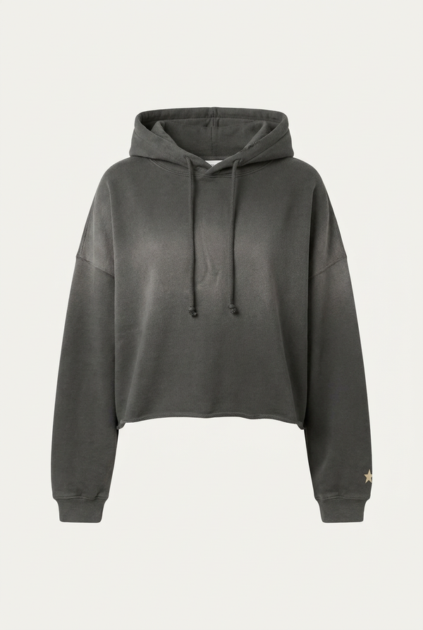 Star W's Oversize Cropped Hoodie Sunfaded Wash Star Golden Goose Print