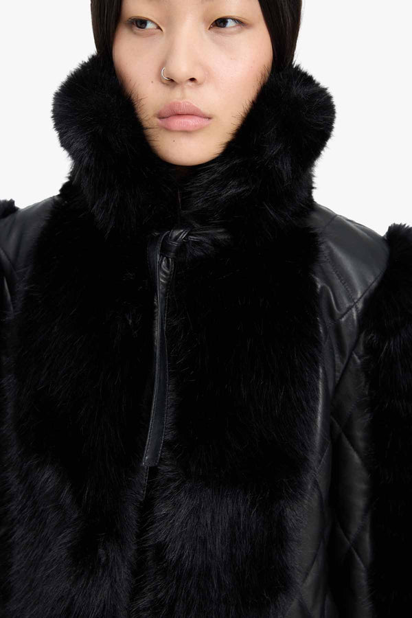 Faux Fur Leather Jacket