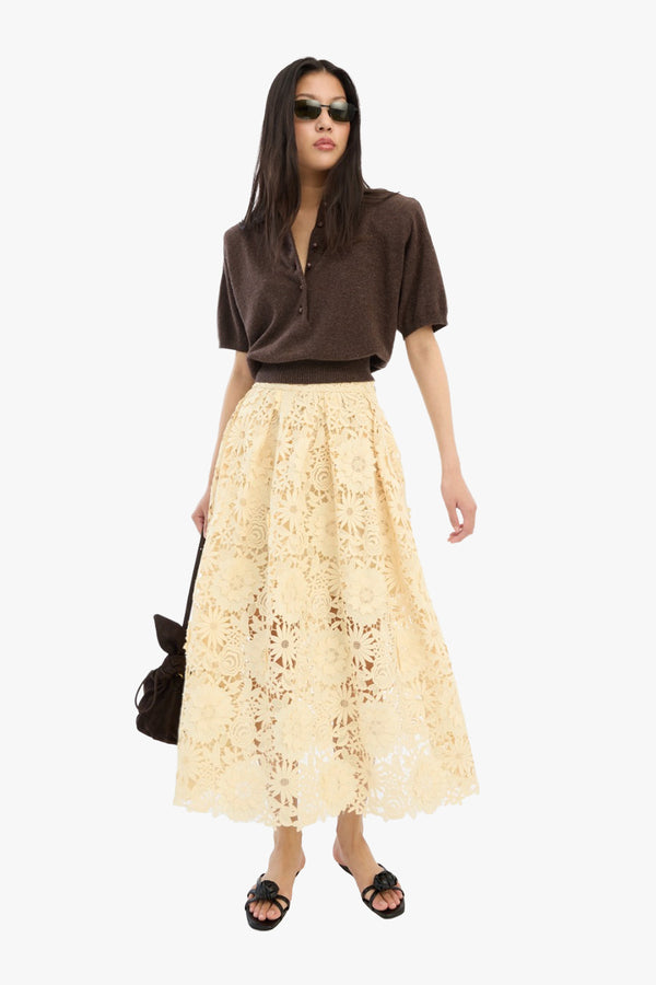 3D Lace Midi Skirt