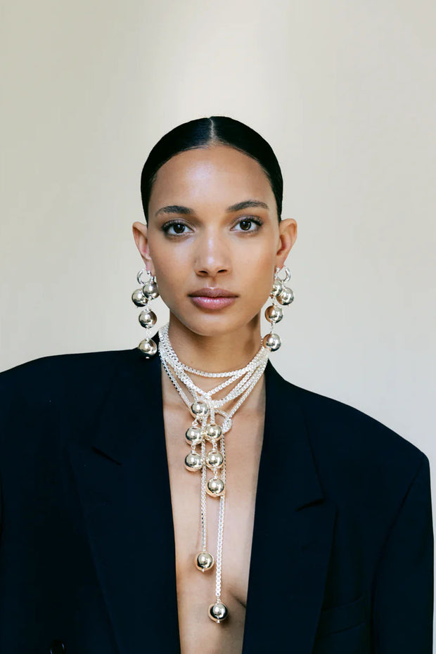 Silver Sphere Hoops