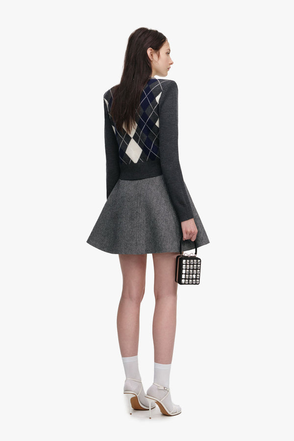 Grey Argyle Crystal Trim Jumper