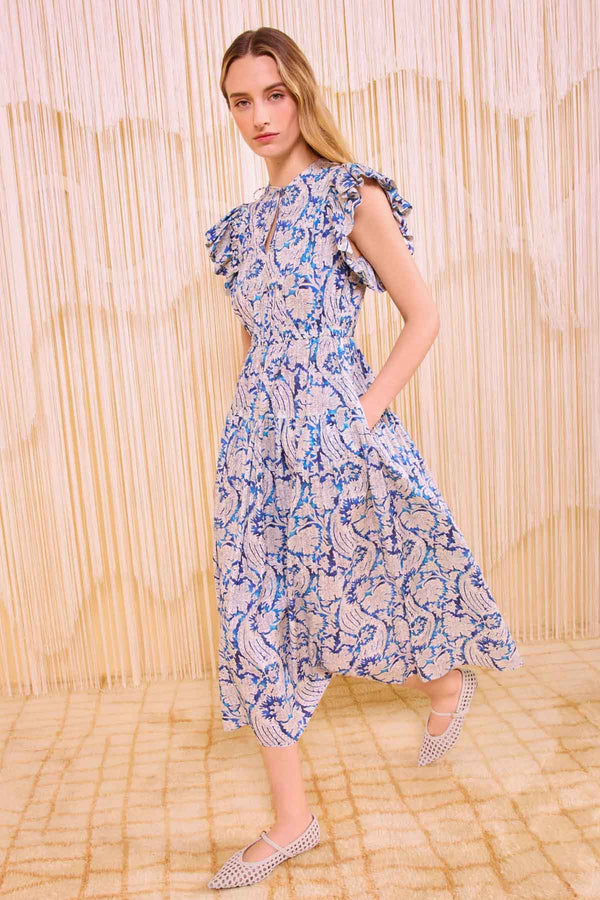 Kairi Flutter Sleeve Midi Dress