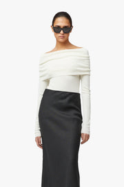Off Shoulder Knit Top Macadamia