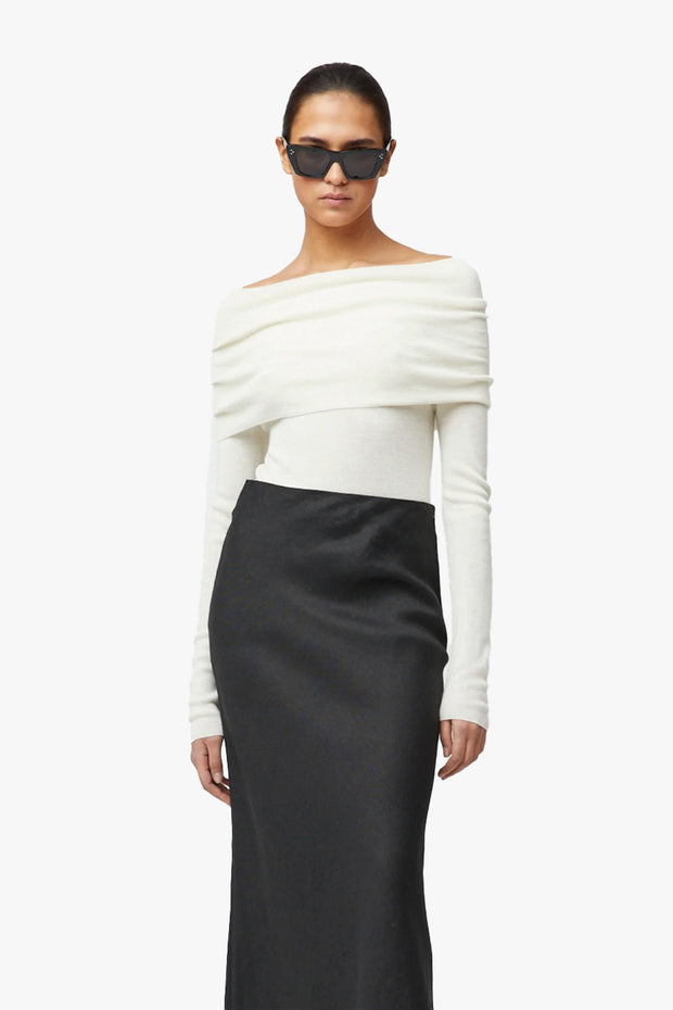 Off Shoulder Knit Top Macadamia