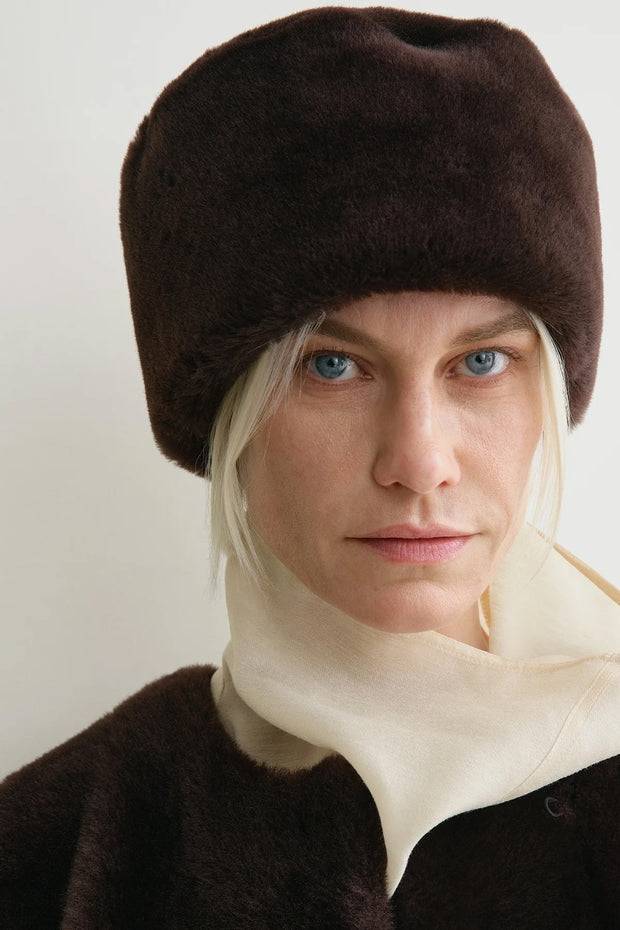 Shearling Pillbox Hat