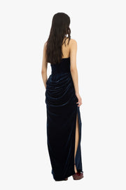 Silk Velvet Slit Dress