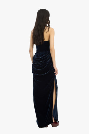 Silk Velvet Slit Dress