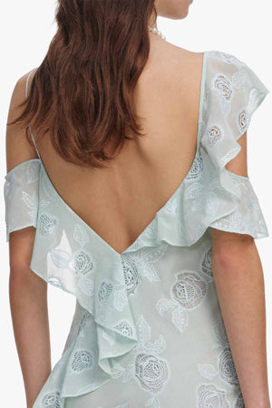 Mint Embroidered Georgette Maxi Dress