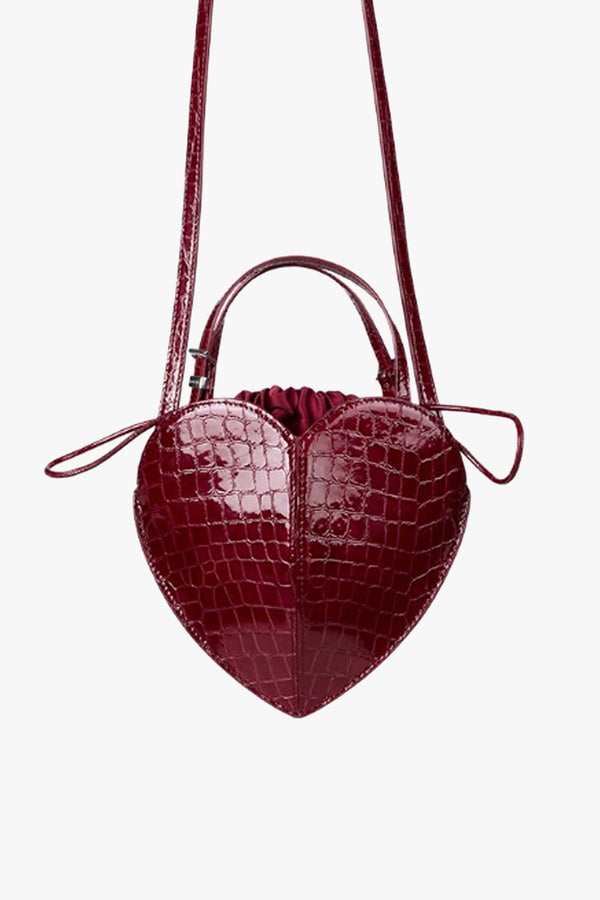 Patent Croco Heart Bag