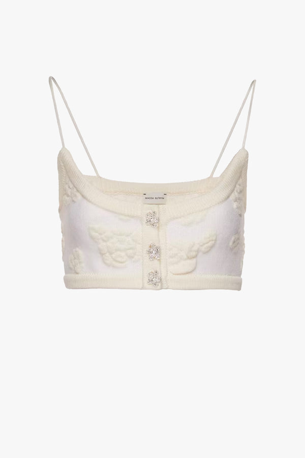 Embossed Flower Print Knit Bralette 10