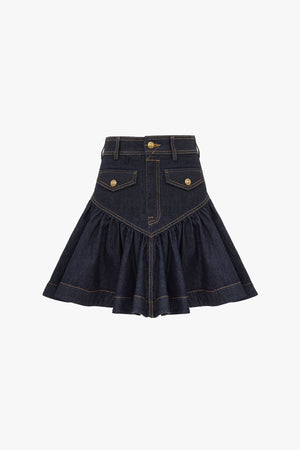 Denim Frill Mini Skirt