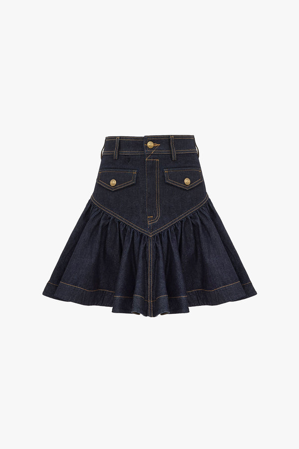 Denim Frill Mini Skirt