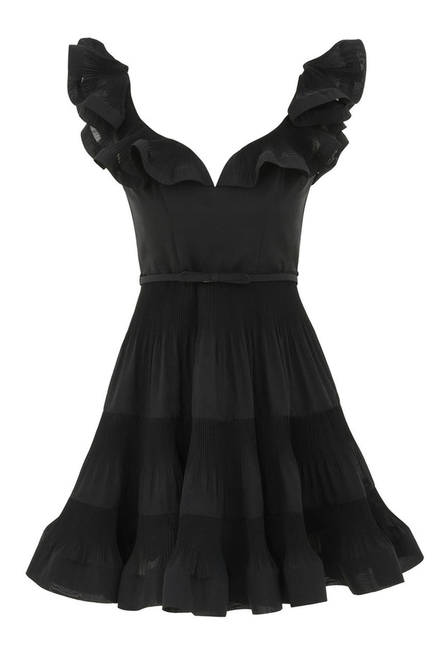 Pleated Frill Mini Dress