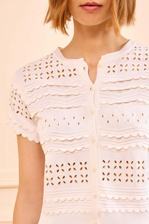 Abriana Eyelet Knit Cardigan