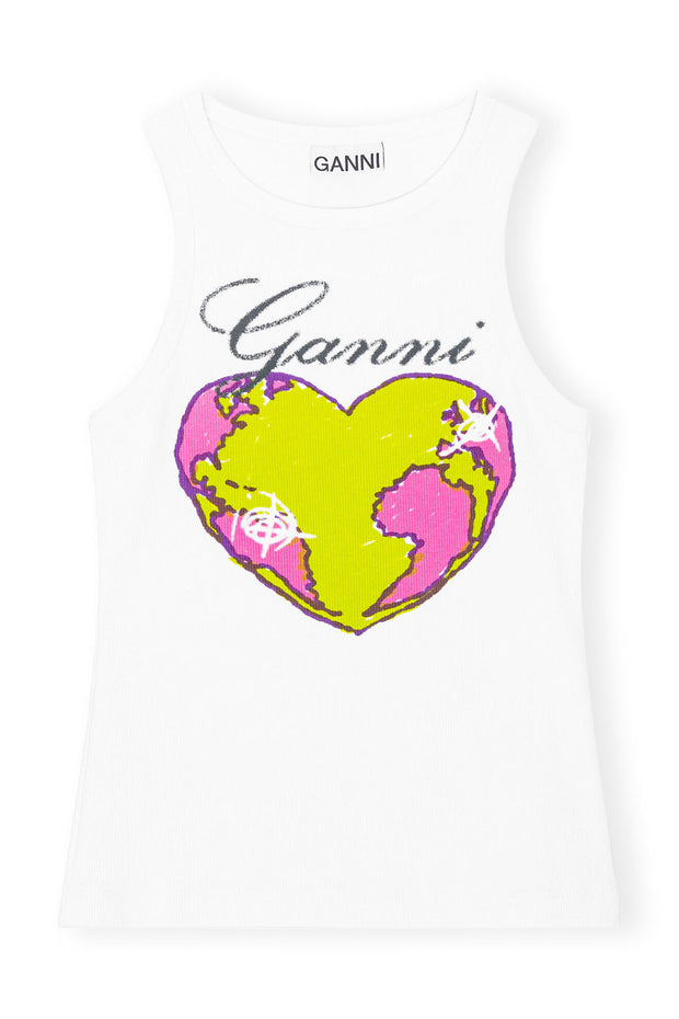 Graphic Rib Heart Tank Top