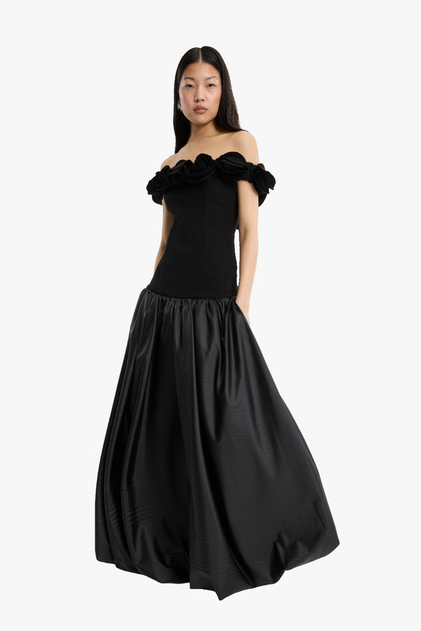 Crepe Flower Maxi Dress