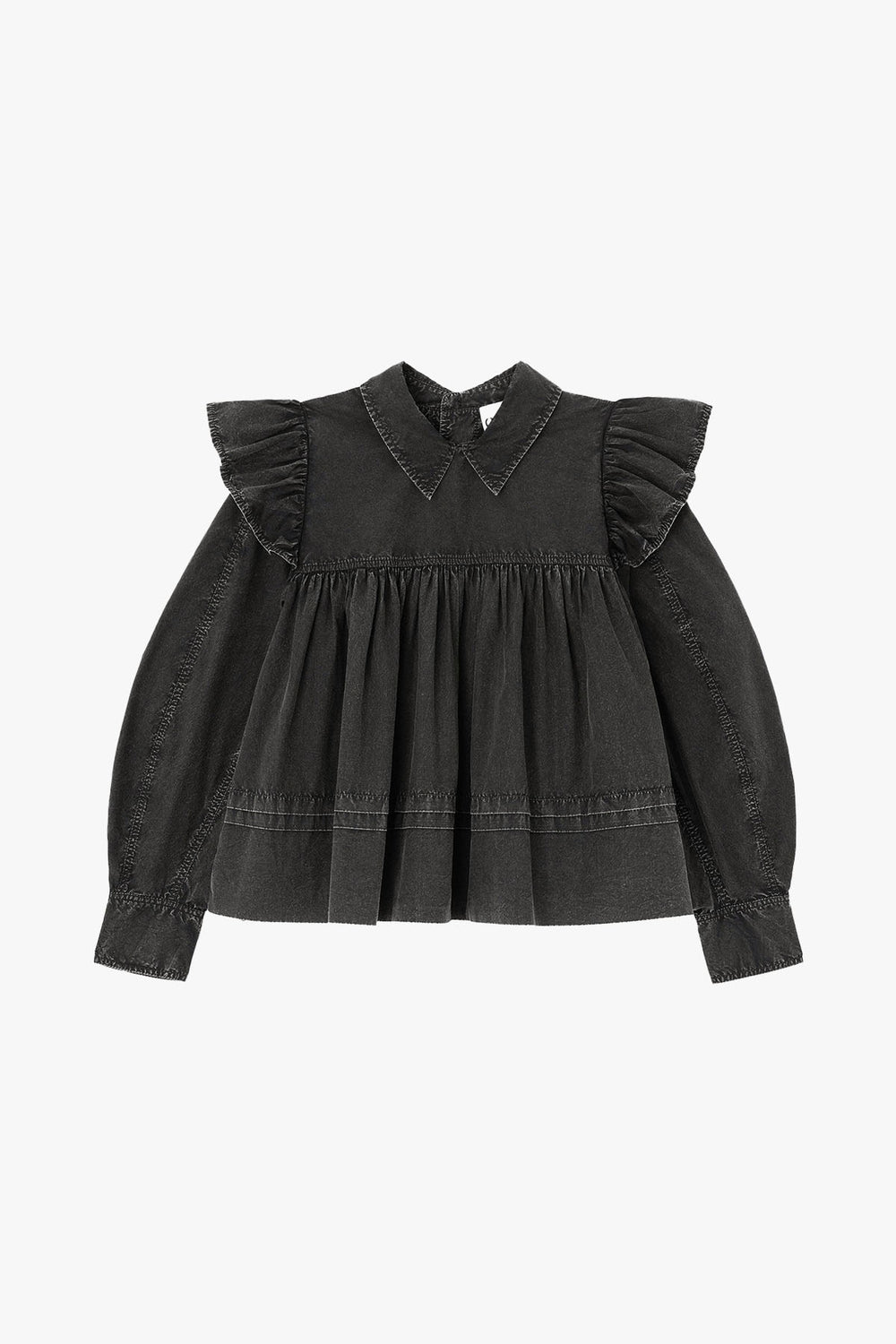 Garment Dyed Cotton Frill Blouse