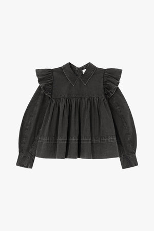 Garment Dyed Cotton Frill Blouse