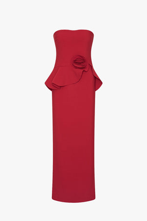 Long Flower Strapless Dress