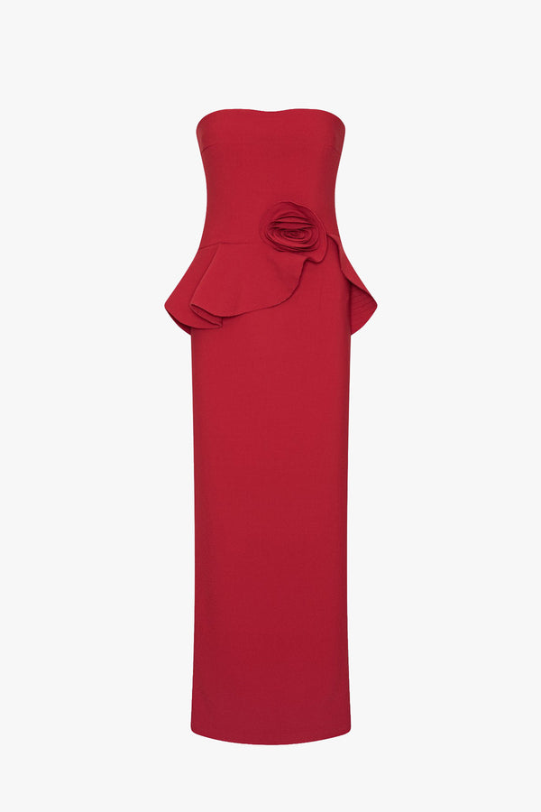 Long Flower Strapless Dress