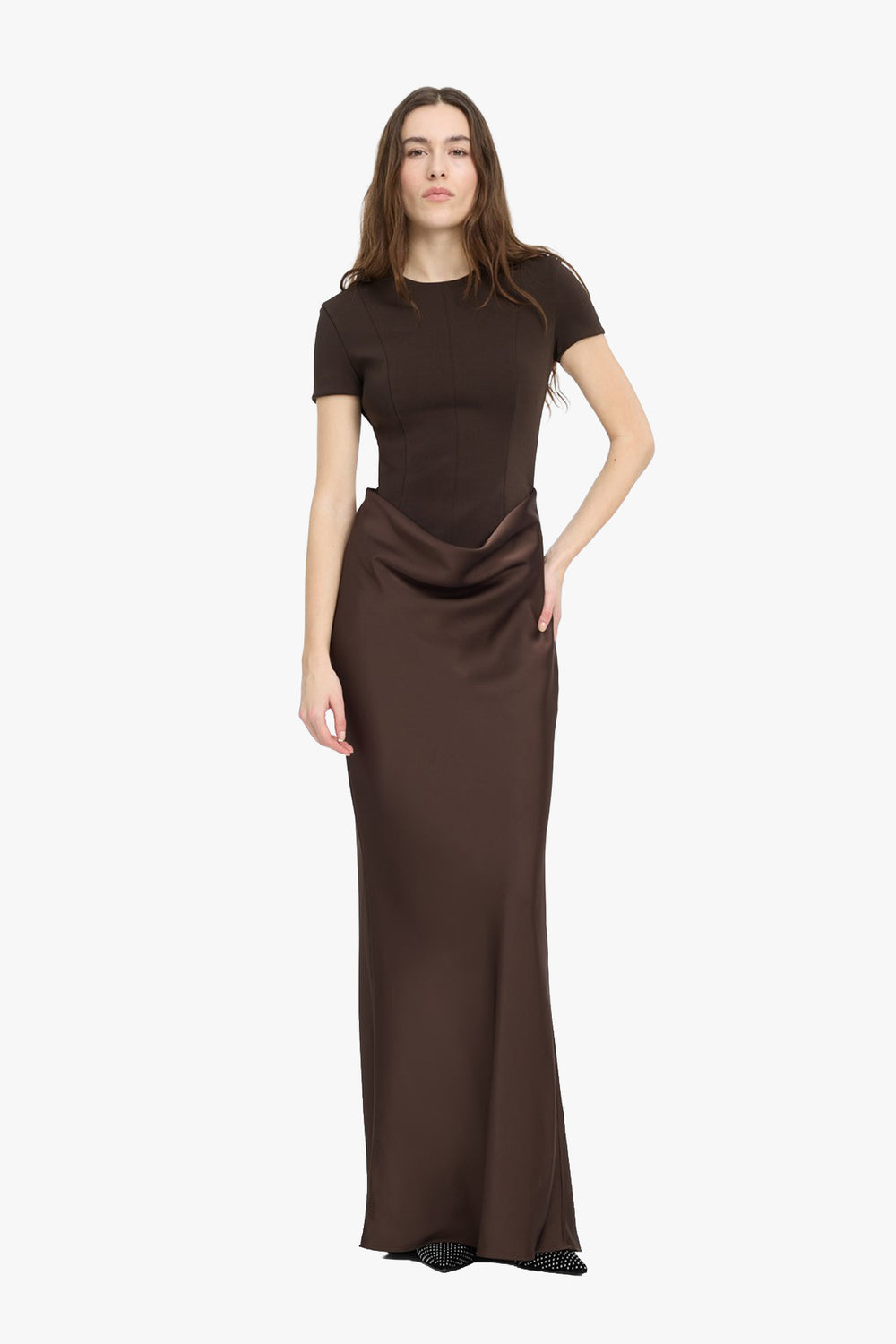 Capsleeve Draped Maxi Dress