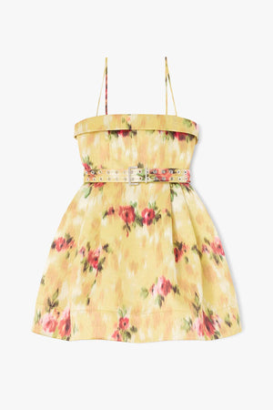 Printed Duchesse Satin Bubble Mini Dress