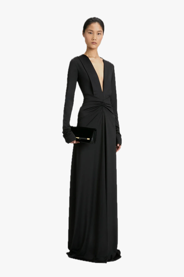 Long Sleeve Deep V-neck Gown