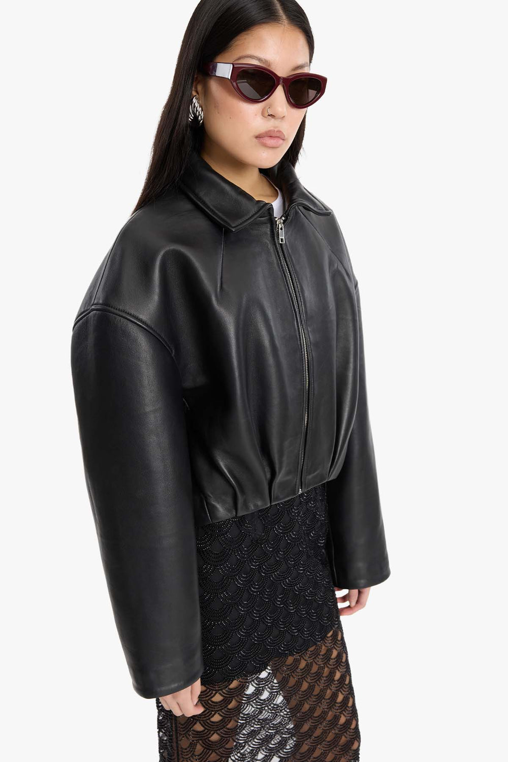 Bonded Boxy Leather Jacket
