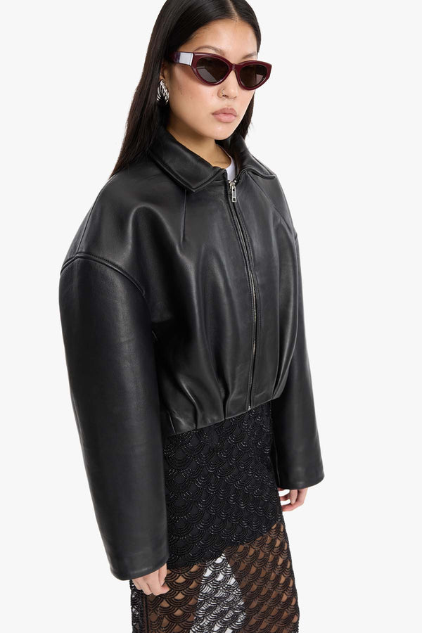 Bonded Boxy Leather Jacket