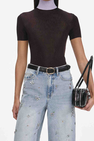 Embellished wide leg jeans