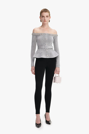 Chenille knit crystal trim top