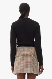 Check Wool Mix Wrap Mini Skirt