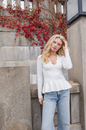 Scalloped Peplum Top