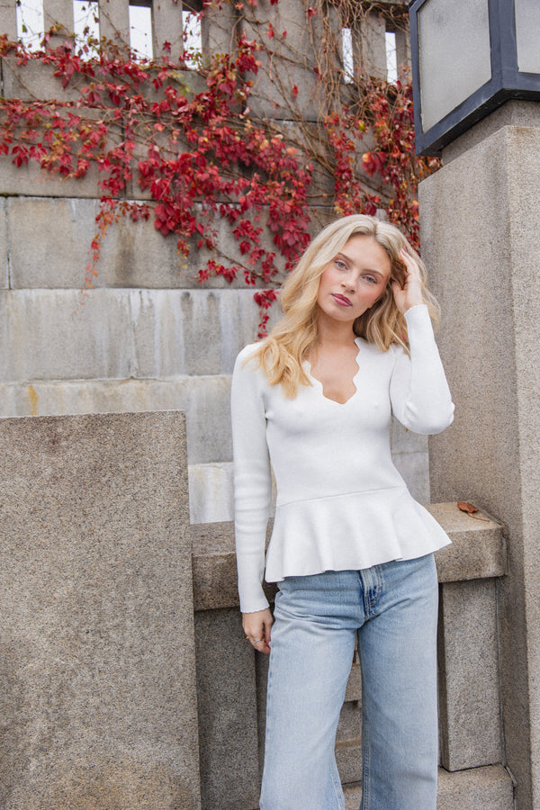 Scalloped Peplum Top