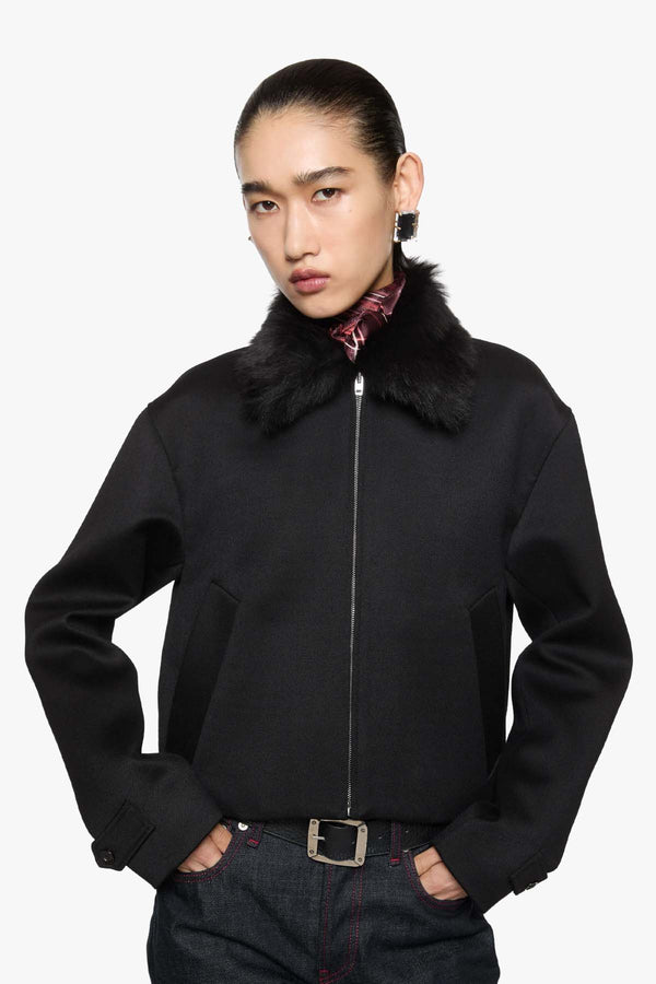 Shearling Collar Bomber