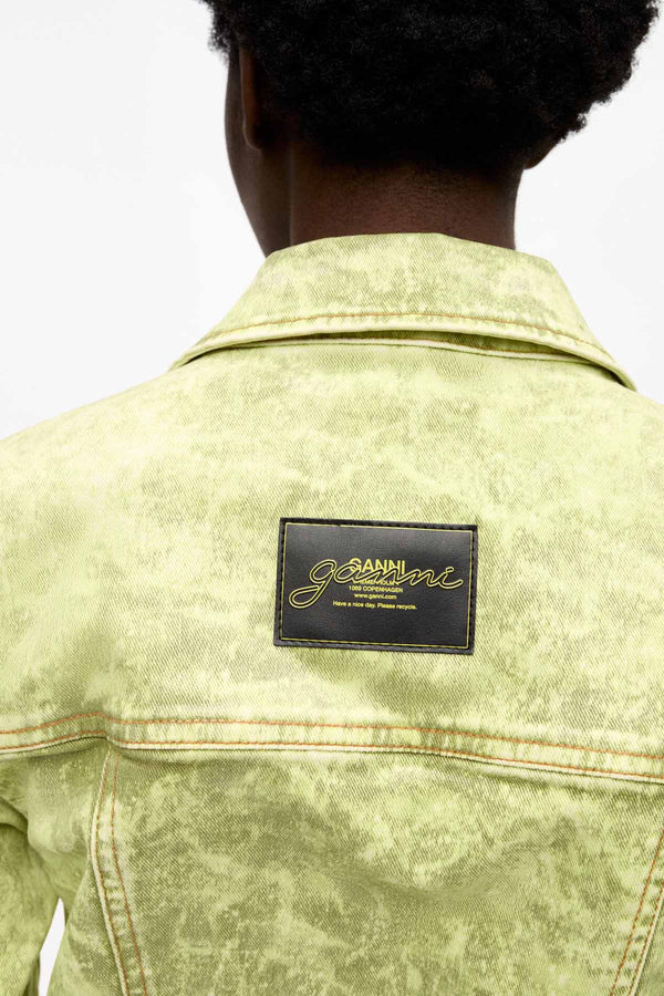 Foil Overdyed Denim Fitted Blazer