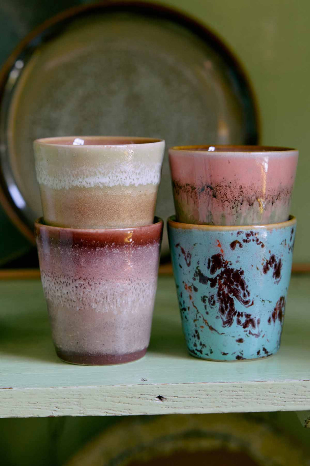 70s Ceramics Ristretto Mugs Futurism Set of 4