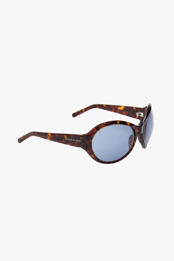 Big Round Sunglasses Tortoise Blue Lens