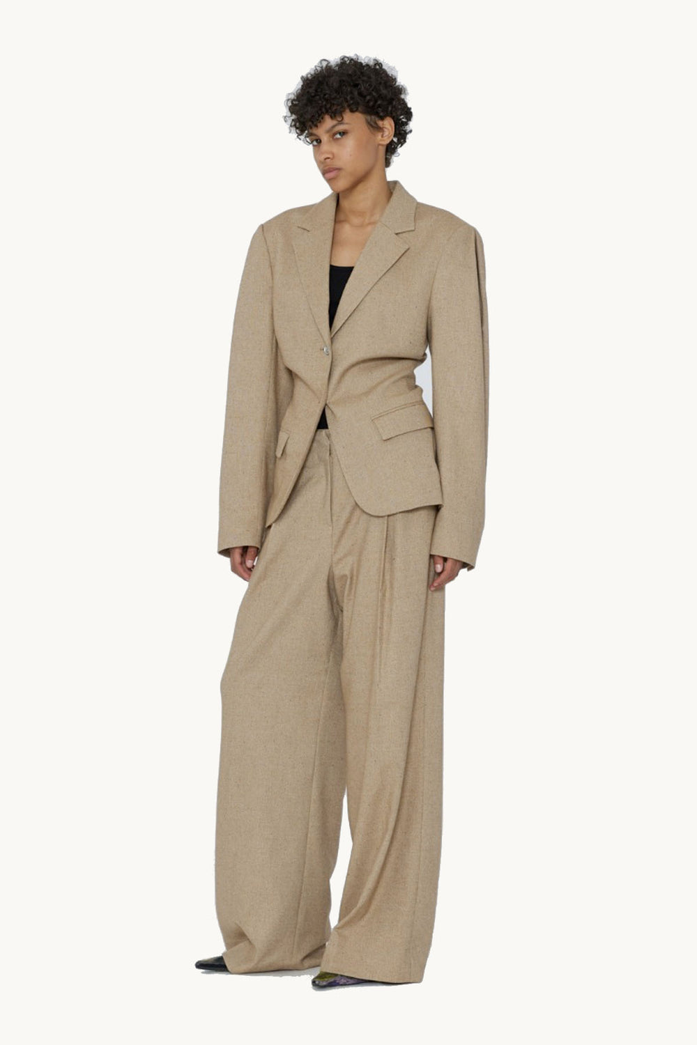 Wide Pants With Eyelet Belt