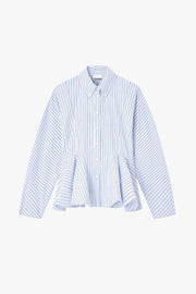 Stripe Cotton Peplum Shirt