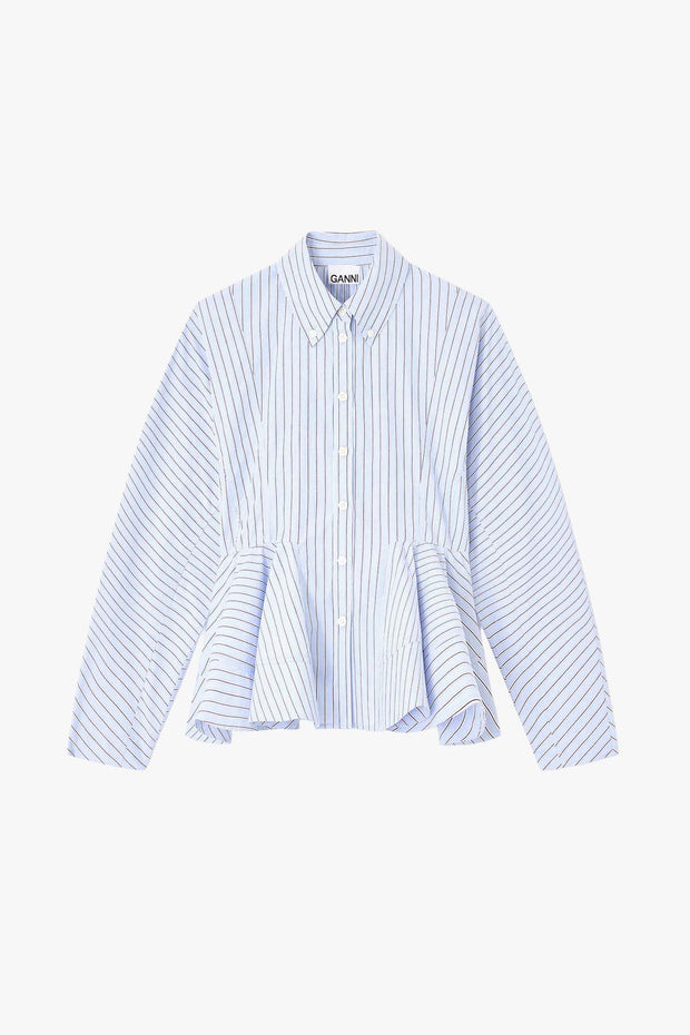 Stripe Cotton Peplum Shirt