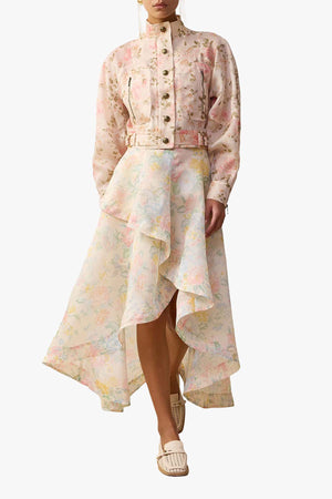 Clash Floral Peplum Midi Skirt