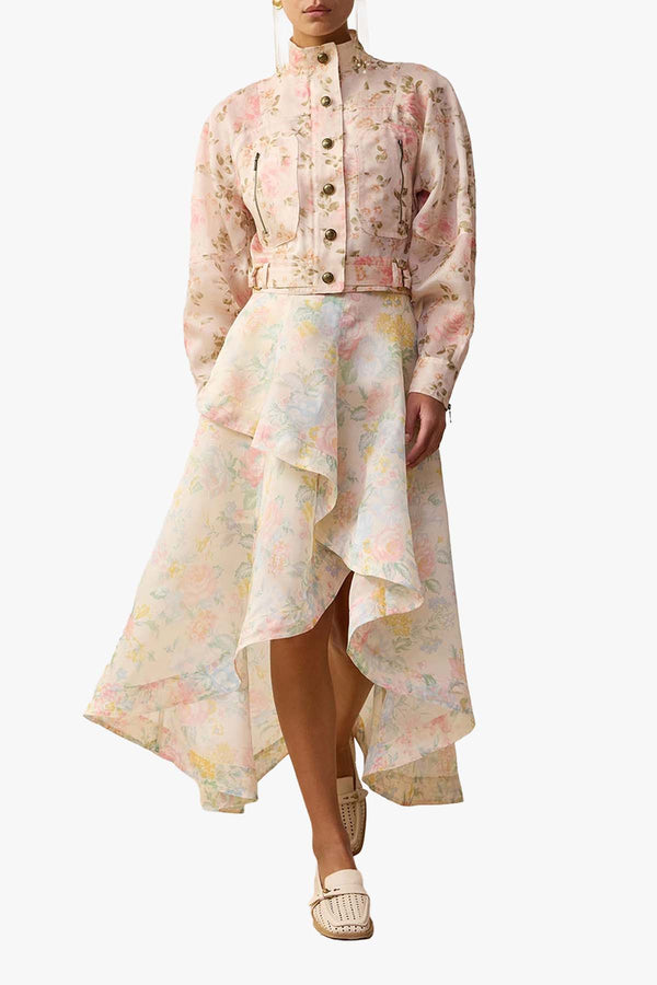 Clash Floral Peplum Midi Skirt