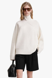 Ribbed Chimney-Neck Knit