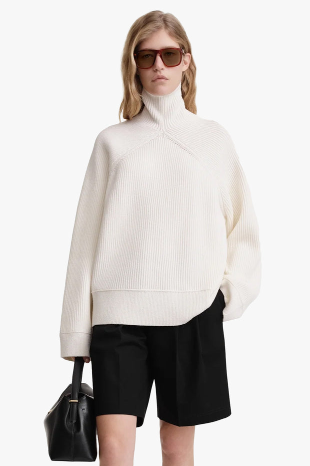 Ribbed Chimney-Neck Knit