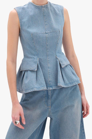 Peplum Denim Top