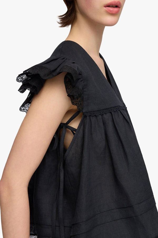 Light Linen Angel Sleeve Blouse